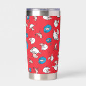 Katze im Hut | Das rote Muster der Fische Thermobecher (Rückseite)