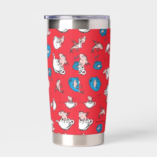 Katze im Hut | Das rote Muster der Fische Thermobecher (Rechts)