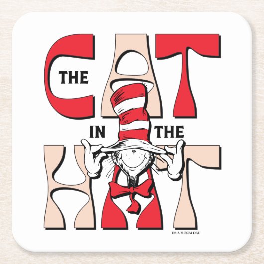 Katze im Hut | Die Alberne Katze im Hut Rechteckiger Pappuntersetzer (Vorderseite)