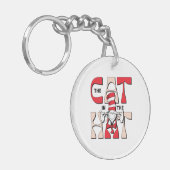 Katze im Hut | Die Alberne Katze im Hut Schlüsselanhänger (Vorderseite links)