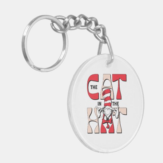 Katze im Hut | Die Alberne Katze im Hut Schlüsselanhänger (Vorderseite links)