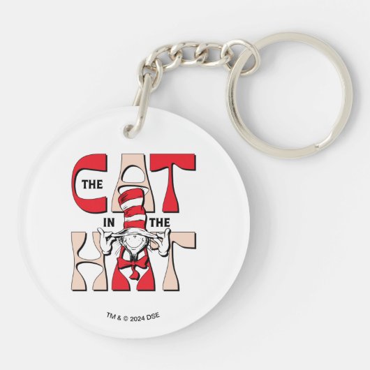 Katze im Hut | Die Alberne Katze im Hut Schlüsselanhänger (Rückseite)