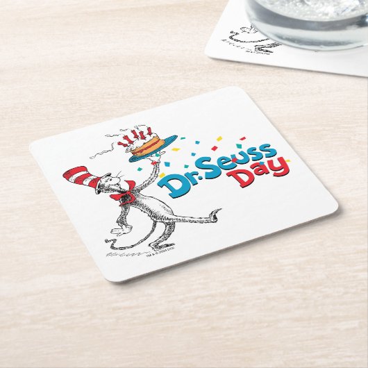 Katze im Hut | Dr. Seuss Day Rechteckiger Pappuntersetzer (angewinkelt)