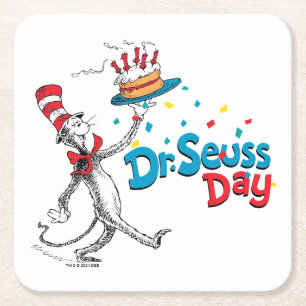 Katze im Hut Dr. Seuss Day Rechteckiger Pappuntersetzer
