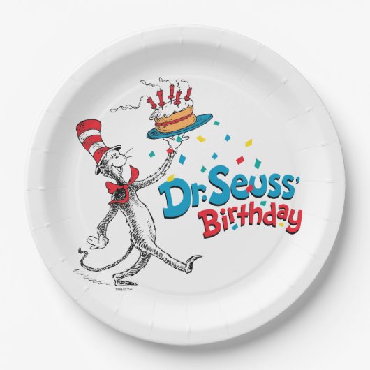 Katze im Hut | Dr. Seuss's Geburtstag Pappteller (Vorderseite)