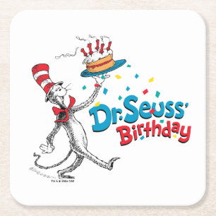 Katze im Hut   Dr. Seuss's Geburtstag Rechteckiger Pappuntersetzer
