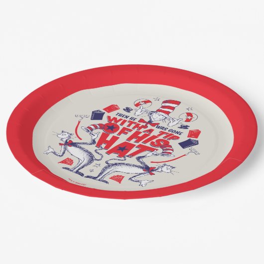 Katze im Hut| Er war mit einem Huttipp verschwunde Pappteller (Schrägansicht)