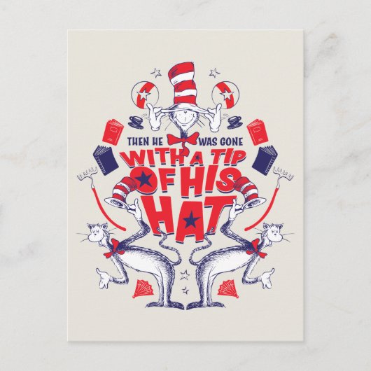 Katze im Hut| Er war mit einem Huttipp verschwunde Postkarte (Vorderseite)