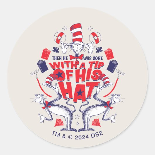 Katze im Hut| Er war mit einem Huttipp verschwunde Runder Aufkleber (Vorderseite)