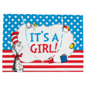 Katze im Hut | Es ist eine Mädchen-Babydusche Große Geschenktüte (Rückseite)