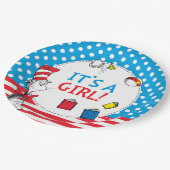 Katze im Hut | Es ist eine Mädchen-Babydusche Pappteller (Schrägansicht)