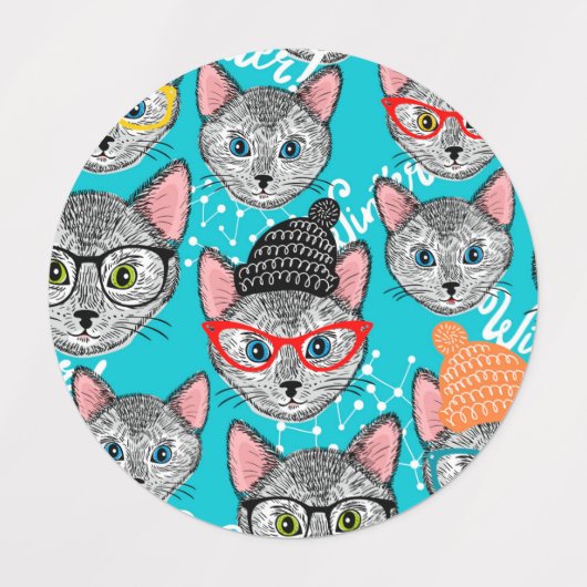 Katze im Hut Etiketten (Design 2)