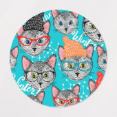 Katze im Hut Etiketten (Design 1)