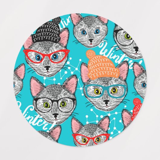 Katze im Hut Etiketten (Design 1)