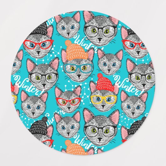 Katze im Hut Etiketten (Design 2)