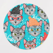 Katze im Hut Etiketten (Design 1)