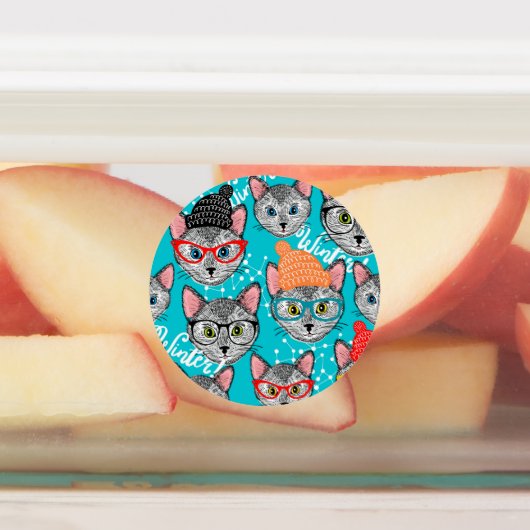 Katze im Hut Etiketten (Befestigt)