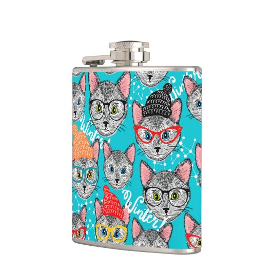 Katze im Hut Flachmann (Links)