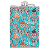 Katze im Hut Flachmann (Rückseite)