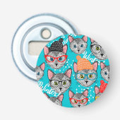 Katze im Hut Flaschenöffner (Vorderseite)