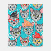 Katze im Hut Fleecedecke (Vorderseite)