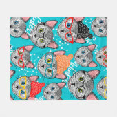 Katze im Hut Fleecedecke (Vorderseite (Horizontal))