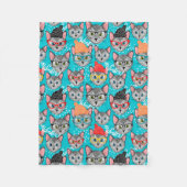 Katze im Hut Fleecedecke (Vorderseite)