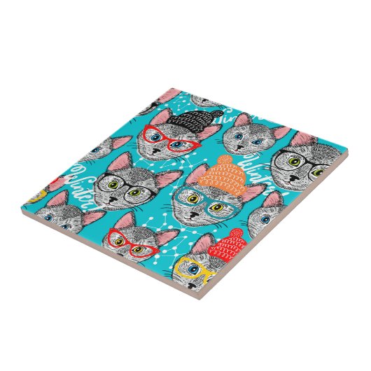 Katze im Hut Fliese (Seite)