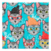 Katze im Hut Fotodruck (Vorne)