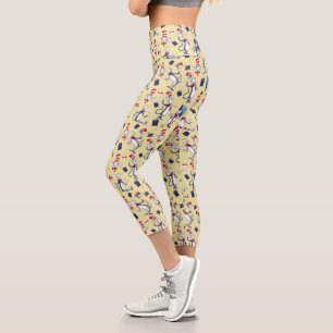 Katze im Hut Gelbes Muster Capri Leggings