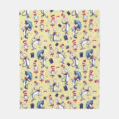 Katze im Hut | Gelbes Muster Fleecedecke (Vorderseite)