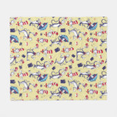 Katze im Hut | Gelbes Muster Fleecedecke (Vorderseite (Horizontal))