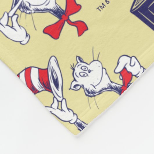 Katze im Hut | Gelbes Muster Fleecedecke (Ecke)