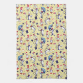 Katze im Hut | Gelbes Muster Geschirrtuch (Vertikal)
