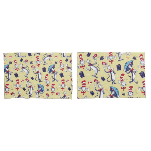 Katze im Hut | Gelbes Muster Kissenbezug (Vorderseite-Set)