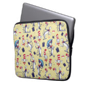 Katze im Hut | Gelbes Muster Laptopschutzhülle (Vorderseite Links)