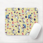 Katze im Hut | Gelbes Muster Mousepad (Mit Mouse)
