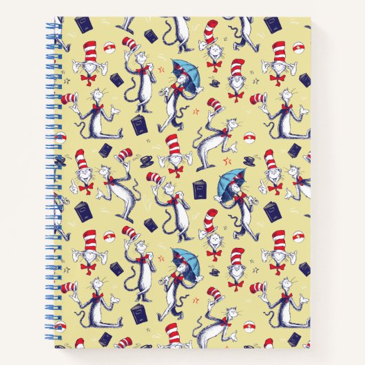 Katze im Hut | Gelbes Muster Notizblock (Vorderseite)