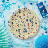 Katze im Hut | Gelbes Muster Pappteller (Party)