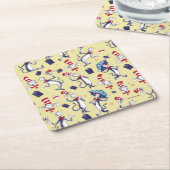 Katze im Hut | Gelbes Muster Rechteckiger Pappuntersetzer (angewinkelt)