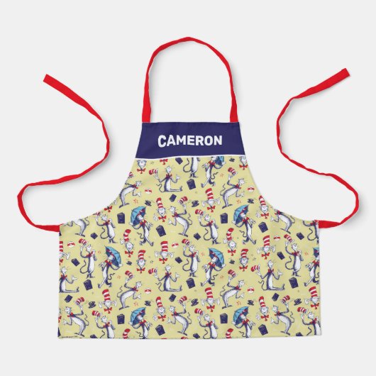 Katze im Hut | Gelbes Muster Schürze (Vorderseite)