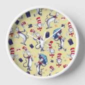 Katze im Hut | Gelbes Muster Uhr (Vorderseite)