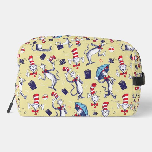 Katze im Hut | Gelbes Muster Waschbeutel (Rückseite)
