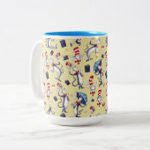 Katze im Hut | Gelbes Muster Zweifarbige Tasse (Vorderseite Links)