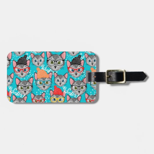 Katze im Hut Gepäckanhänger (Vorderseite horizontal)