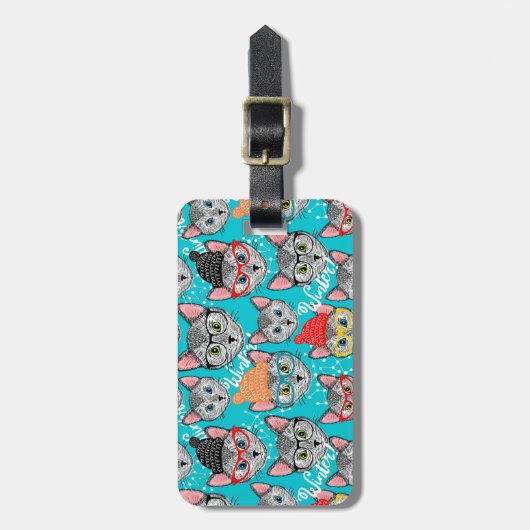 Katze im Hut Gepäckanhänger (Vorderseite vertikal)