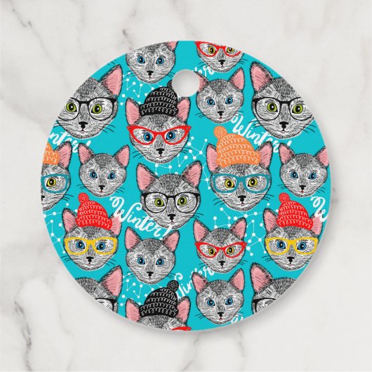 Katze im Hut Geschenkanhänger (Rückseite)