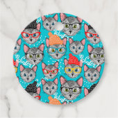 Katze im Hut Geschenkanhänger (Vorderseite)