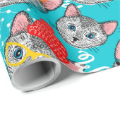 Katze im Hut Geschenkpapier (Rolleneckpunkt)