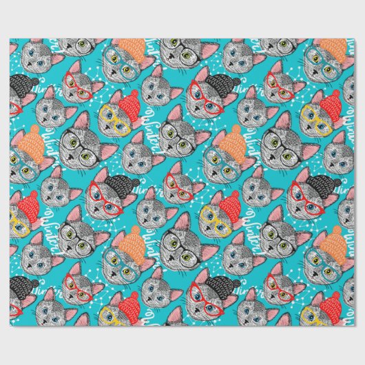 Katze im Hut Geschenkpapier (Flach)